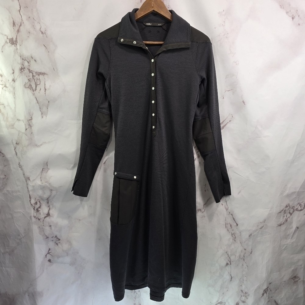 Nau Dress Womens Small Black Lightweight Sweater Button Merino Wool